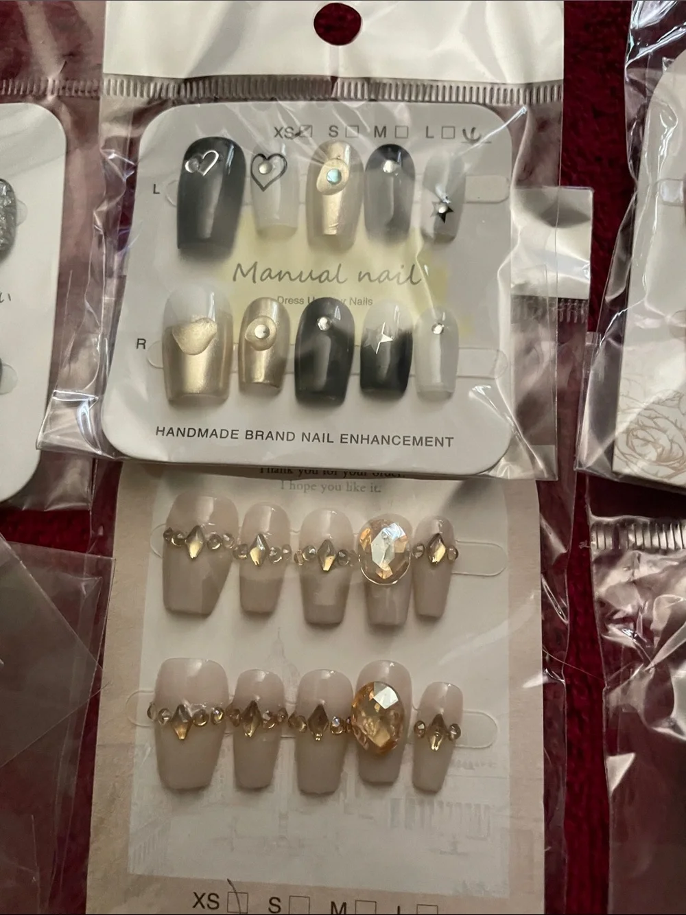 Assorted Pink and Neutral Press-On Nail Set - Women Accessories 5 sets lot XS